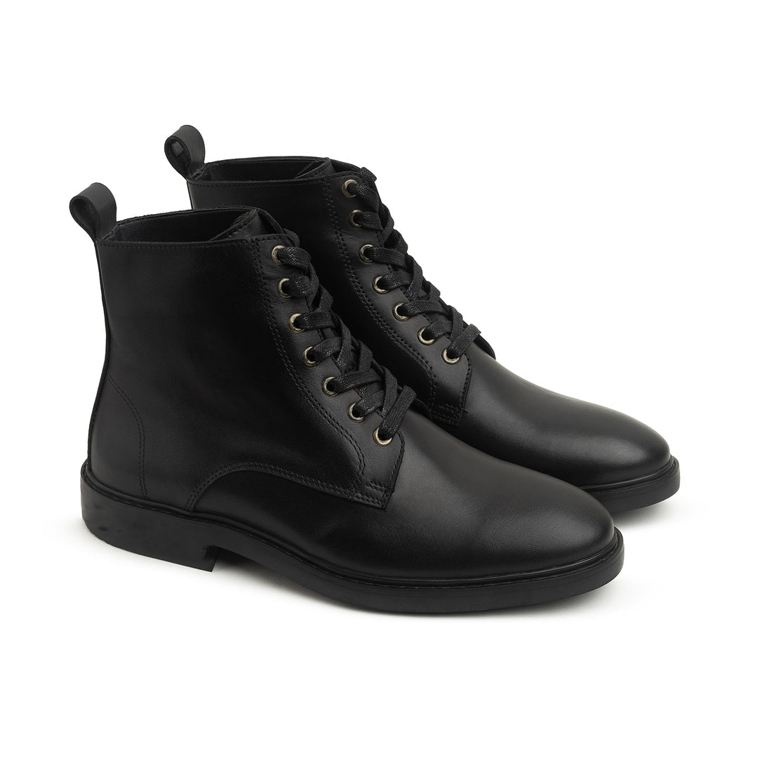 Leather laceup half boot W2200